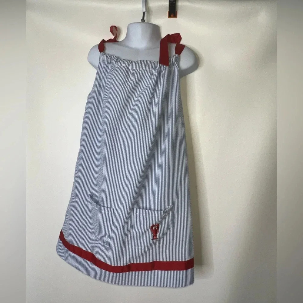 Classic Prep Child CPC girls blue seersucker pillowcase dress lobster sz 5